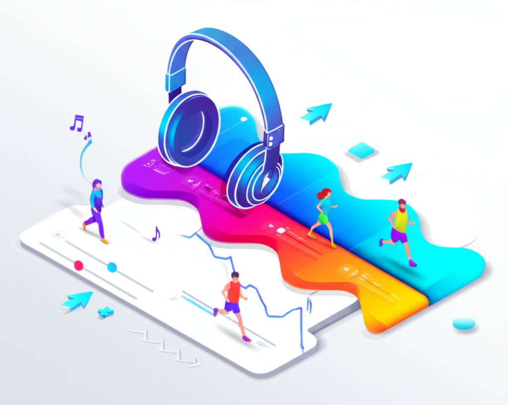 Map showing music genres and tempos matched to workout intensity levels.