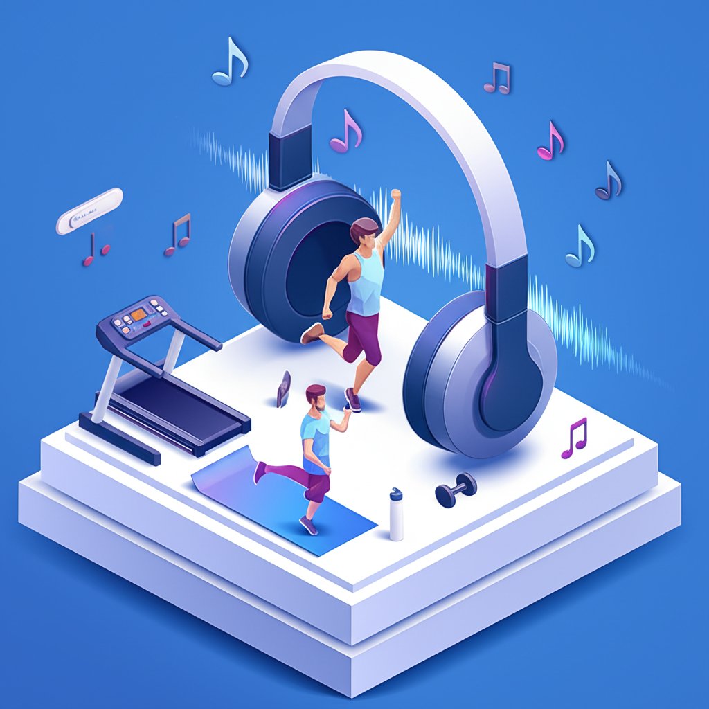 Music fuels energetic workouts, boosting fitness performance and motivation.
