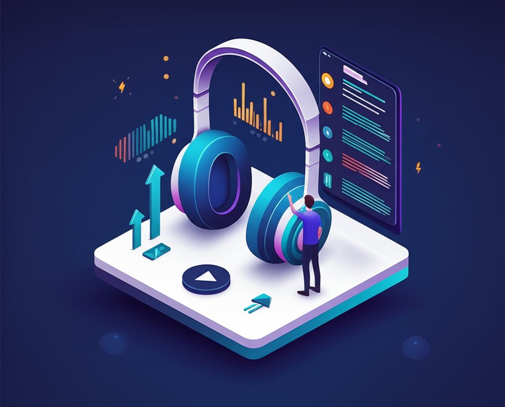 Man crafting a power playlist; his playbook for peak motivation.