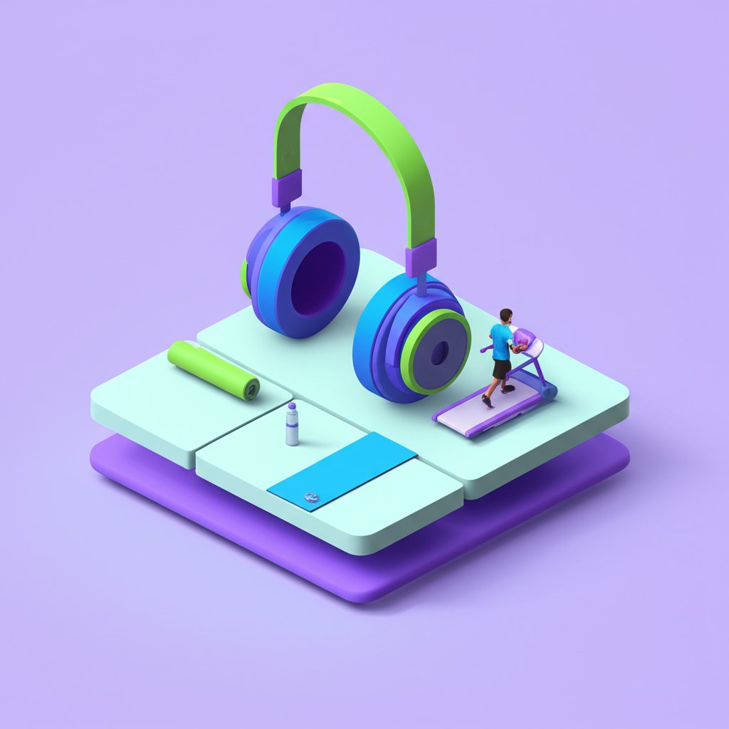 Energetic gym music enhancing a powerful fitness workout.