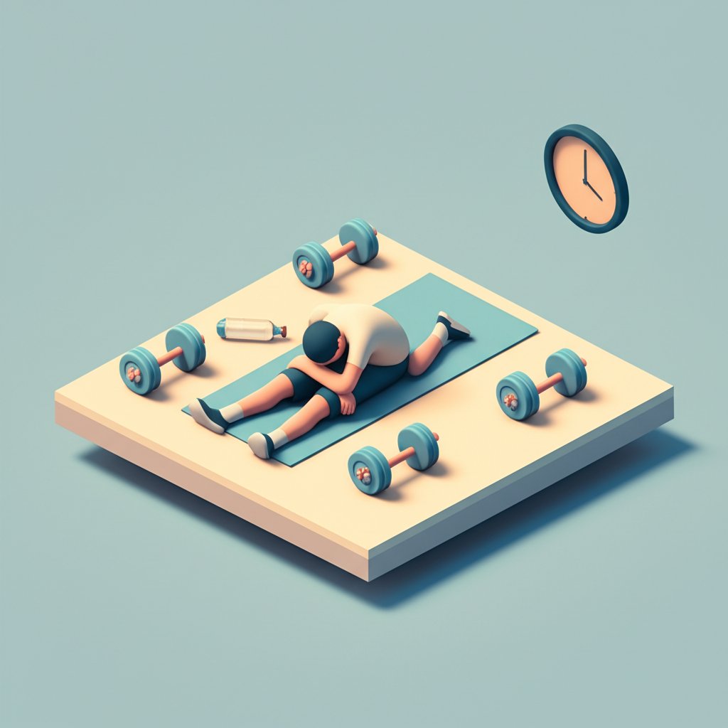 Person feeling the Sunday Slump, exhausted from a tough weekend workout.