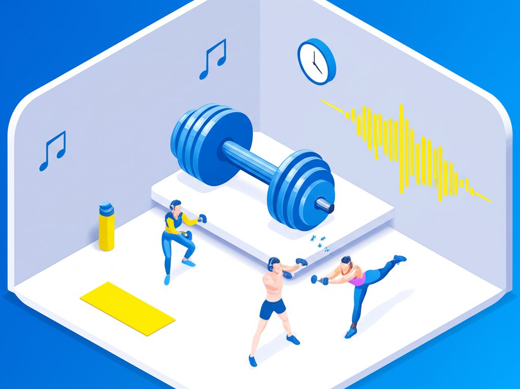 Fitness music enhances workout motivation and gym performance.